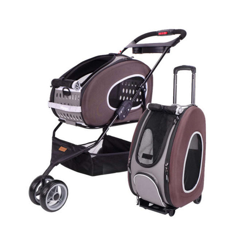 Ibiyaya EVA 5-in-1 Combo Pet Carrier / Stroller for Dogs & Cats Chocolate