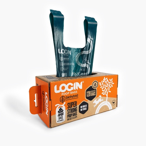 Login Biohybrid Jumbo Pet Dog Poop Bags with Handle Large 120 Pack