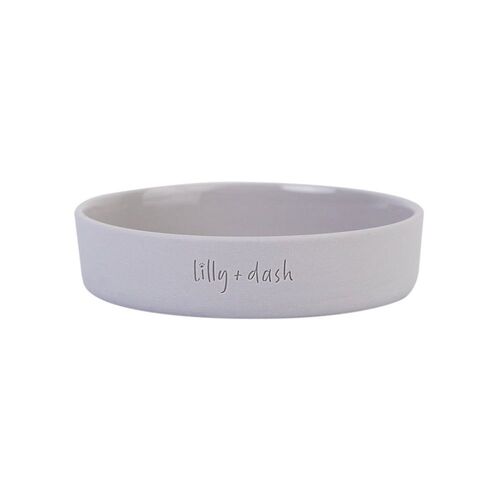 Lilly + Dash Durable Ceramic Cat Bowl Dishwasher Safe for Pets Slate