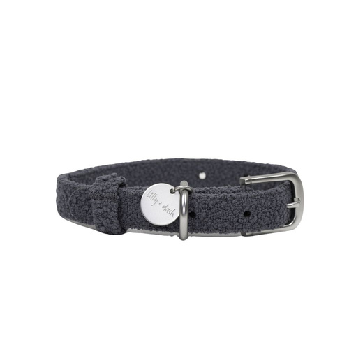 Lilly + Dash Boucle Pet Dog Collar incl Branded ID Tag Charcoal Small