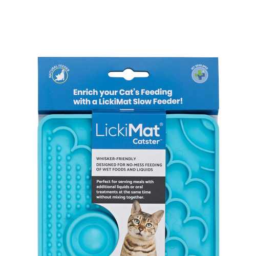 LickiMat Classic Catster Slow Feeder Mat Freezer Safe for Cats Turquoise