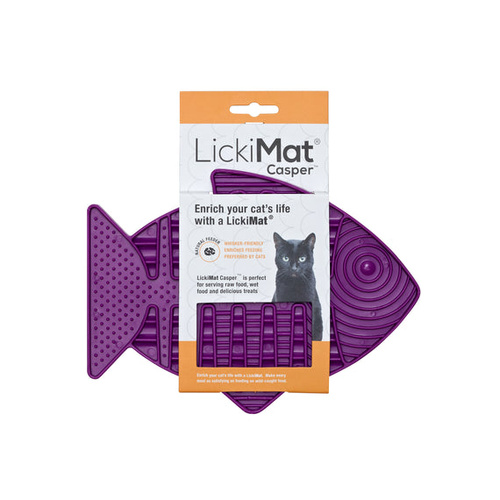LickiMat Classic Casper Slow Feeder Mat Freezer Safe for Cats Purple