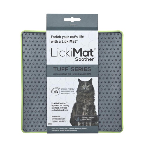 LickiMat Soother Tuff Series Slow Feeder Lick Mat for Cats Green