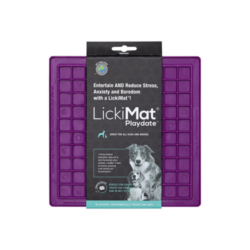 LickiMat Classic Playdate Slow Feeder Mat Freeze Safe for Dogs Purple