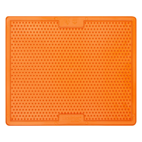 LickiMat Classic Soother Slow Feeder Mat Freezer Safe for Dogs Orange XL