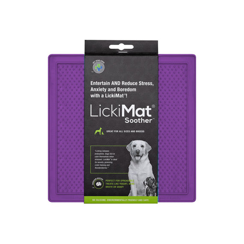 LickiMat Classic Soother Slow Feeder Mat Freezer Safe for Dogs Purple