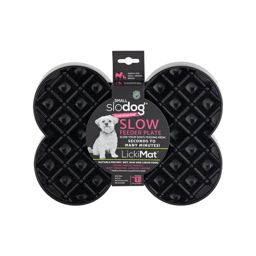 LickiMat Slodog Slow Feeder Plate Dishwasher Safe for Dogs Black Small