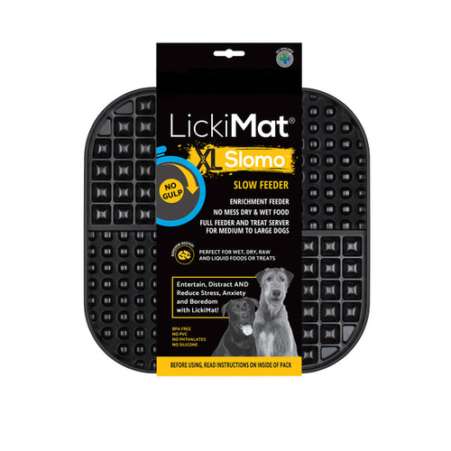 LickiMat Slomo Slow Feeder Lick Mat Freezer Safe for Dogs Black XL