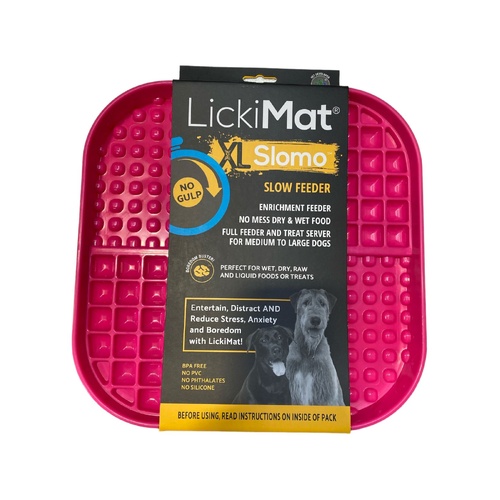 LickiMat Slomo Slow Feeder Lick Mat Freezer Safe for Dogs Pink XL