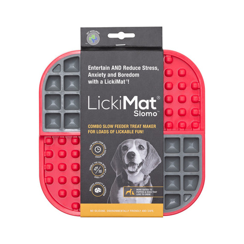LickiMat Slomo Slow Feeder Lick Mat Freezer Safe for Dogs Red
