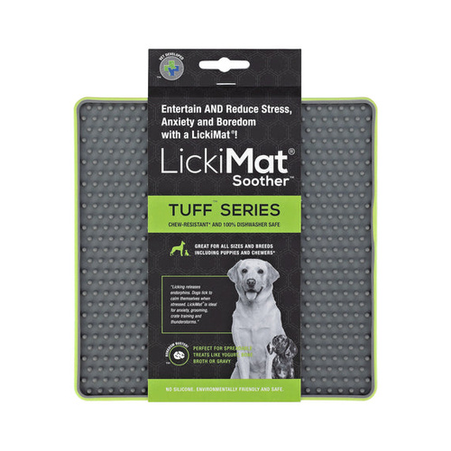 LickiMat Soother Tuff Series Slow Feeder Mat Freezer Safe for Dogs Green