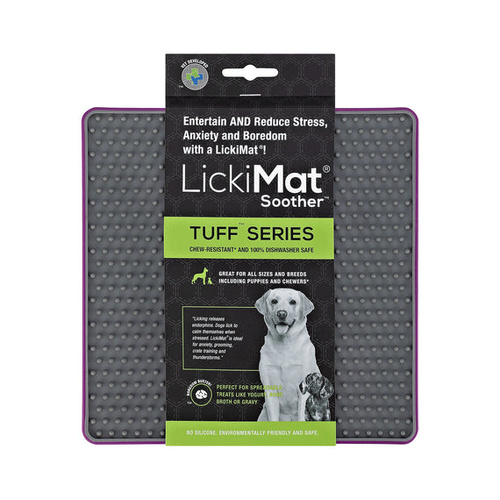 LickiMat Soother Tuff Series Slow Feeder Mat Freezer Safe for Dogs Purple