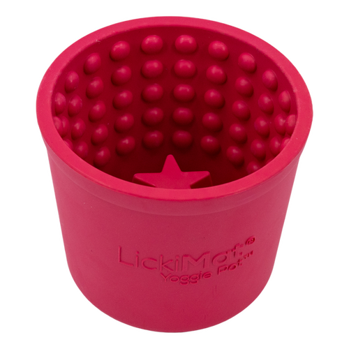 LickiMat Yoggie Pot Slow Feeder Dog Bowl Great for Treats & Yoghurt Red