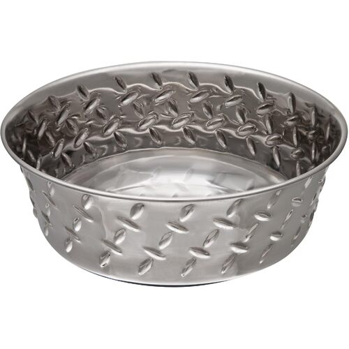 Loving Pets Ruff N Tuff Diamond Plate Stainless Steel Interior Dog Bowl 1.9L