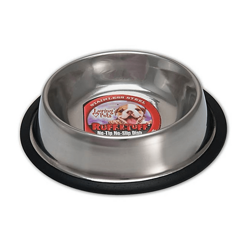 Loving Pets Ruff N Tuff Traditional No Tip Stainless Steel Dog Dish 2L