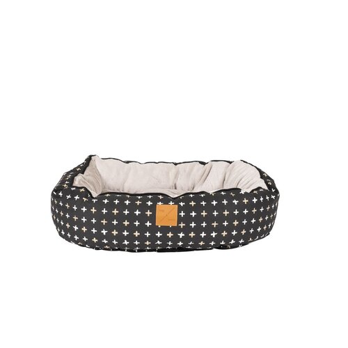 Mog & Bone 4 Seasons Reversible Circular Dog Bed Black Metallic Cross XL