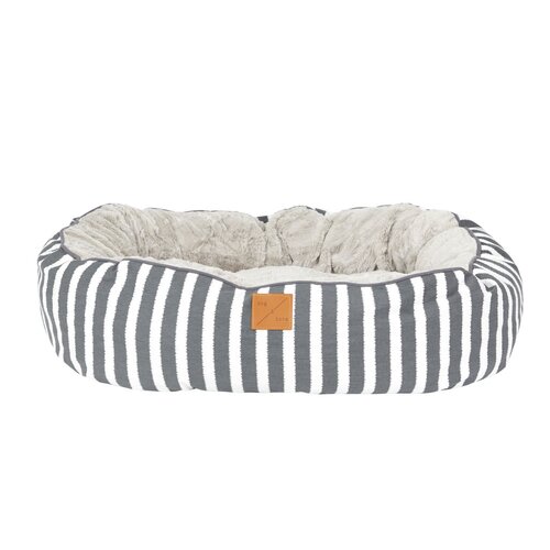 Mog & Bone 4 Seasons Reversible Circular Dog Bed Charcoal Hamptons Stripe Small