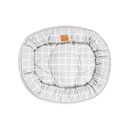 Mog & Bone 4 Seasons Reversible Circular Dog Bed Grey Check Print Small