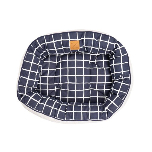 Mog & Bone 4 Seasons Reversible Circular Dog Bed Navy Check Print Small