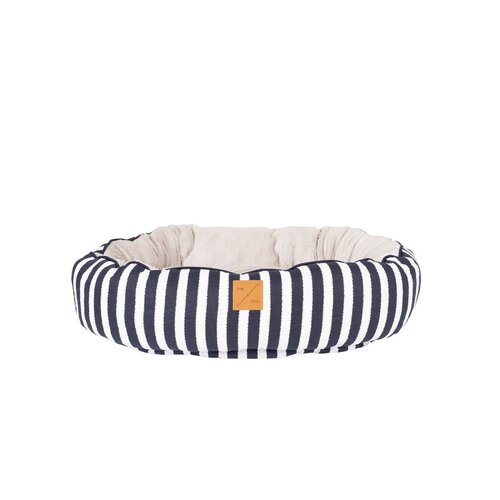 Mog & Bone 4 Seasons Reversible Circular Dog Bed Navy Hamptons Stripe XL