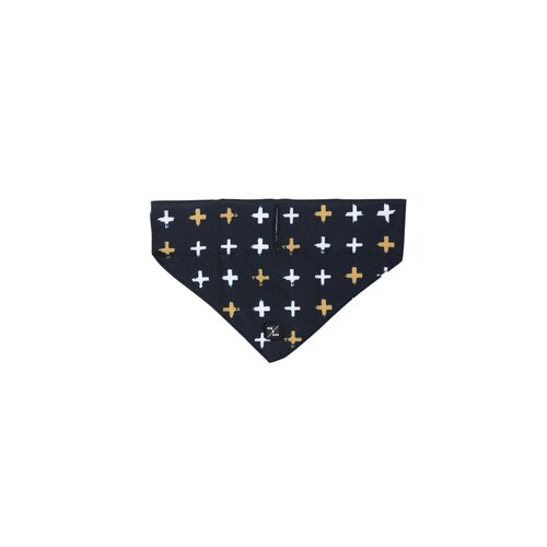 Mog & Bone Dog Bandana Dog Collar Accessory Black Metallic Cross Print Small