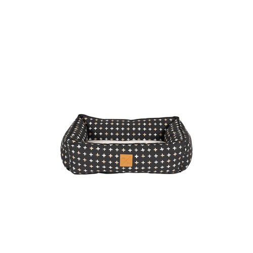 Mog & Bone Bolster Dog Bed Black Metallic Cross Print Medium