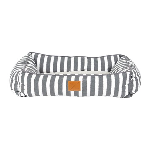 Mog & Bone Bolster Dog Bed Charcoal Hamptons Stripe Print Small