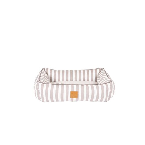 Mog & Bone Bolster Dog Bed Latte Hampton Stripe Small