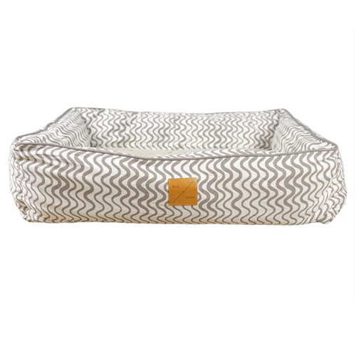 Mog & Bone Bolster Pet Dog Bed Cotton Canvas Mocha Wave Large