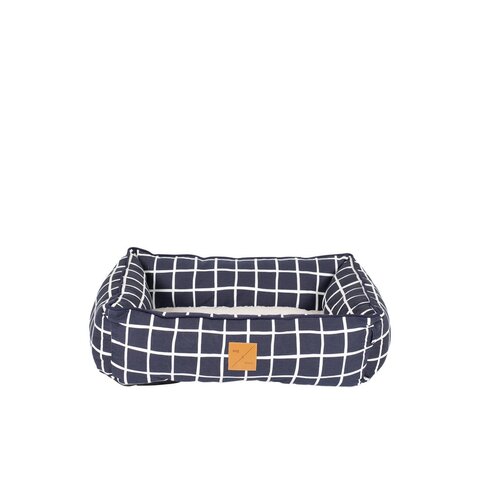 Mog & Bone Bolster Dog Bed Navy Check Print Small