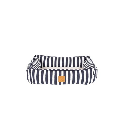 Mog & Bone Bolster Dog Bed Navy Hampton Stripe Print Small