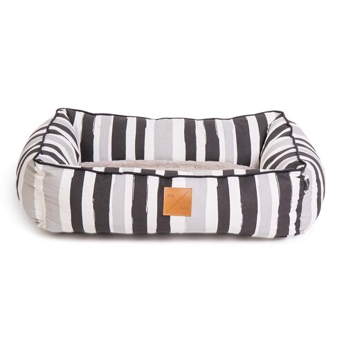 Mog & Bone Bolster Dog Bed Pebble Black Brush Stroke Print Small