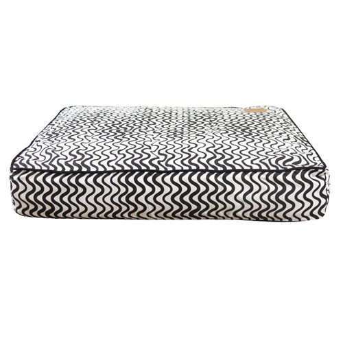 Mog & Bone Classic Cushion Lounge Dog Bed Black Wave Print Small