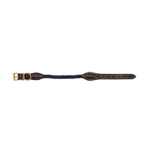Mog & Bone Leather & Brass Rope Dog Collar Navy Small
