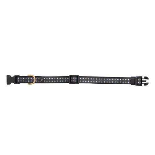 Mog & Bone Neoprene Durable Dog Collar Black Metallic Cross Print Large