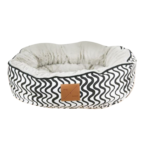 Mog & Bone Reversible Soft Plush Fleece Pet Cat Bed Black Wave
