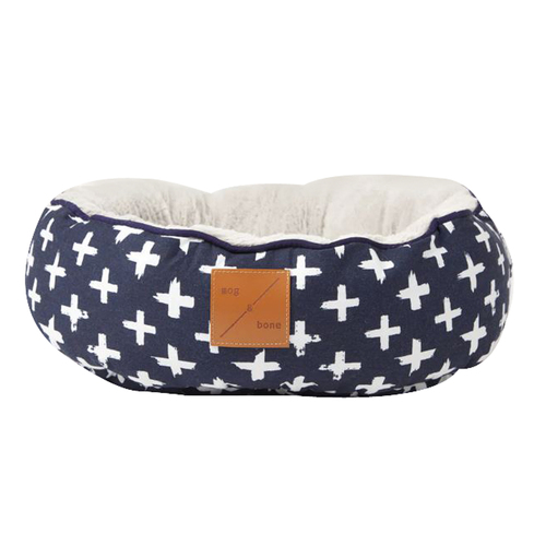 Mog & Bone Reversible Soft Plush Fleece Pet Cat Bed Navy Cross