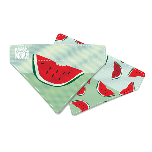 Max & Molly Reversable Bandana Pet Collar for Cats & Dogs Watermelon Small