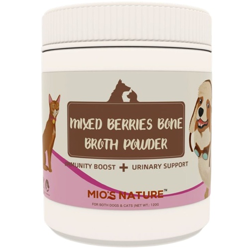 Mios Nature Mixed Berries Bone Broth Powder Urinary Support for Dogs & Cats 120g