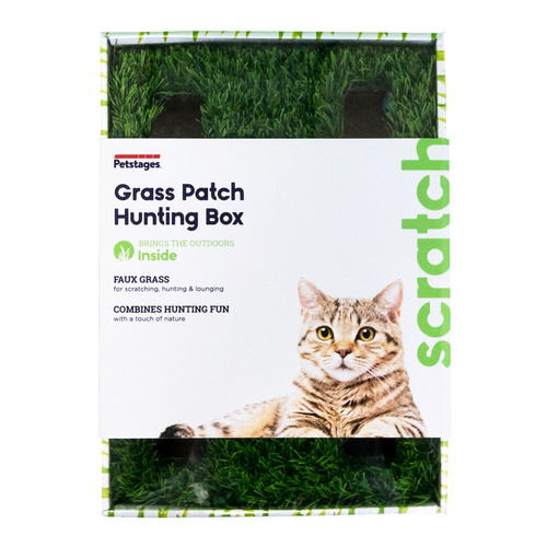 Petstages Catstages Grass Patch Hunting Box Pet Cat Toy Green