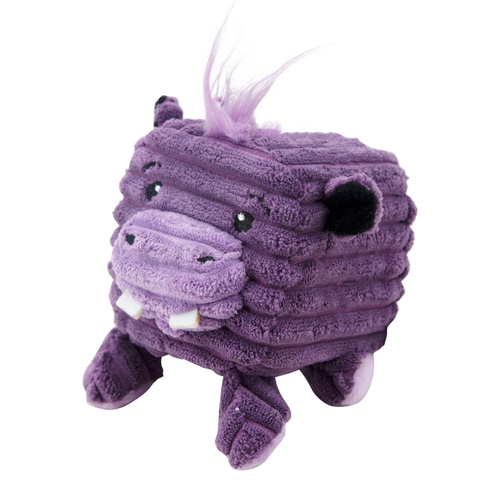 Charming Pet Cube-Eez Hippo 2-in-1 Plush Dog Squeaker Toy Purple