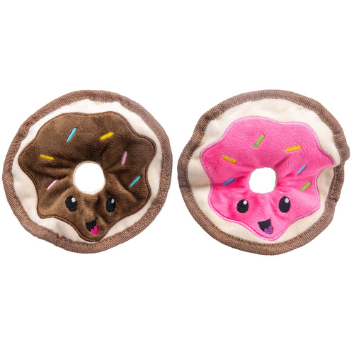 Outward Hound Durablez Donut Plush Dog Toy Multicolour 2 Pack XS