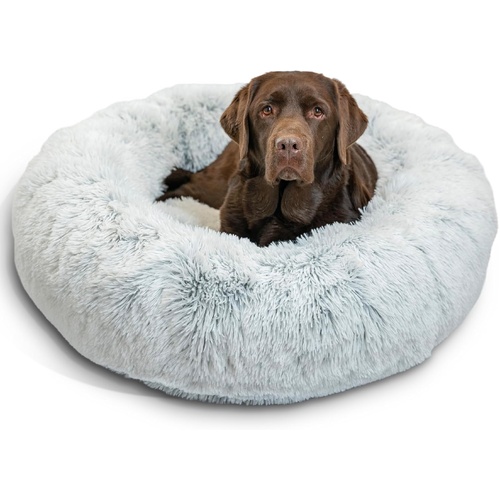 Best Friends by Sheri Original Calming Donut Dog Bed in Shag Fur Frost 36 x 36