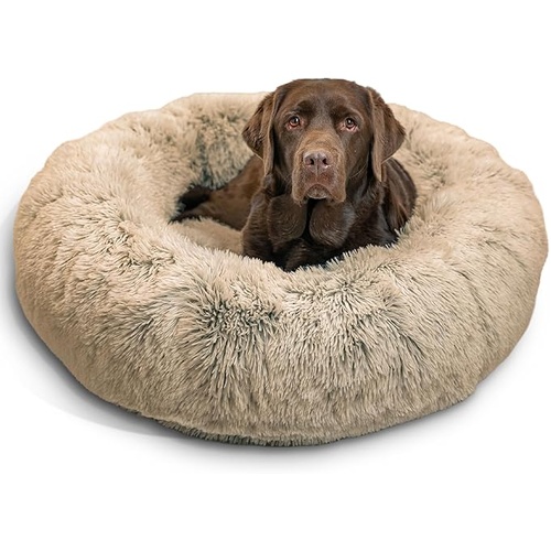 Best Friends by Sheri Original Calming Donut Dog Bed in Shag Fur Taupe 36 x 36