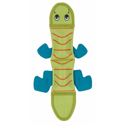 Outward Hound Fire Biterz Lizard Interactive Dog Toy with 2 Squeakers Green