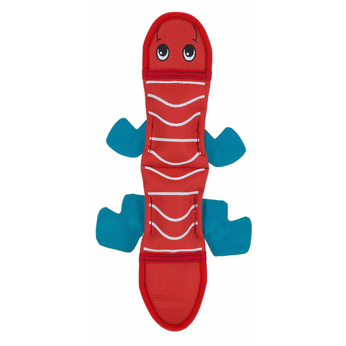 Outward Hound Fire Biterz Lizard Interactive Dog Toy with 2 Squeakers Red