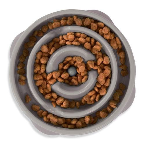 Outward Hound Fun Feeder Interactive Slow Bowl Drop for Dogs Grey Large