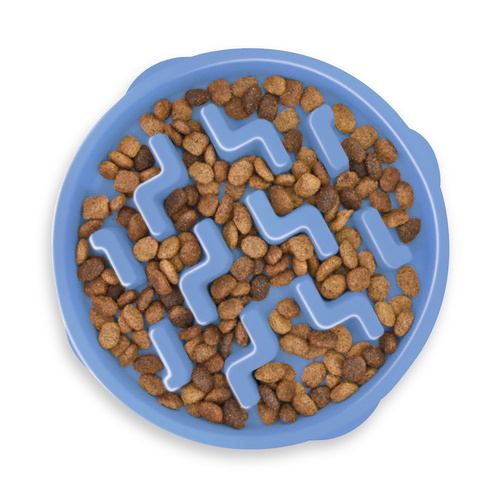 Outward Hound Fun Feeder Interactive Slow Bowl Notch for Dogs Blue Medium