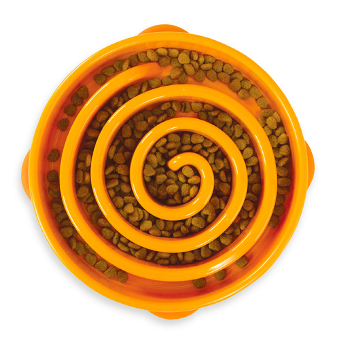 Outward Hound Fun Feeder Interactive Slow Bowl Coral Maze for Dogs Orange Large