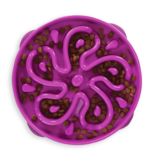 Outward Hound Fun Feeder Interactive Slow Bowl Flower for Dogs Purple Large
